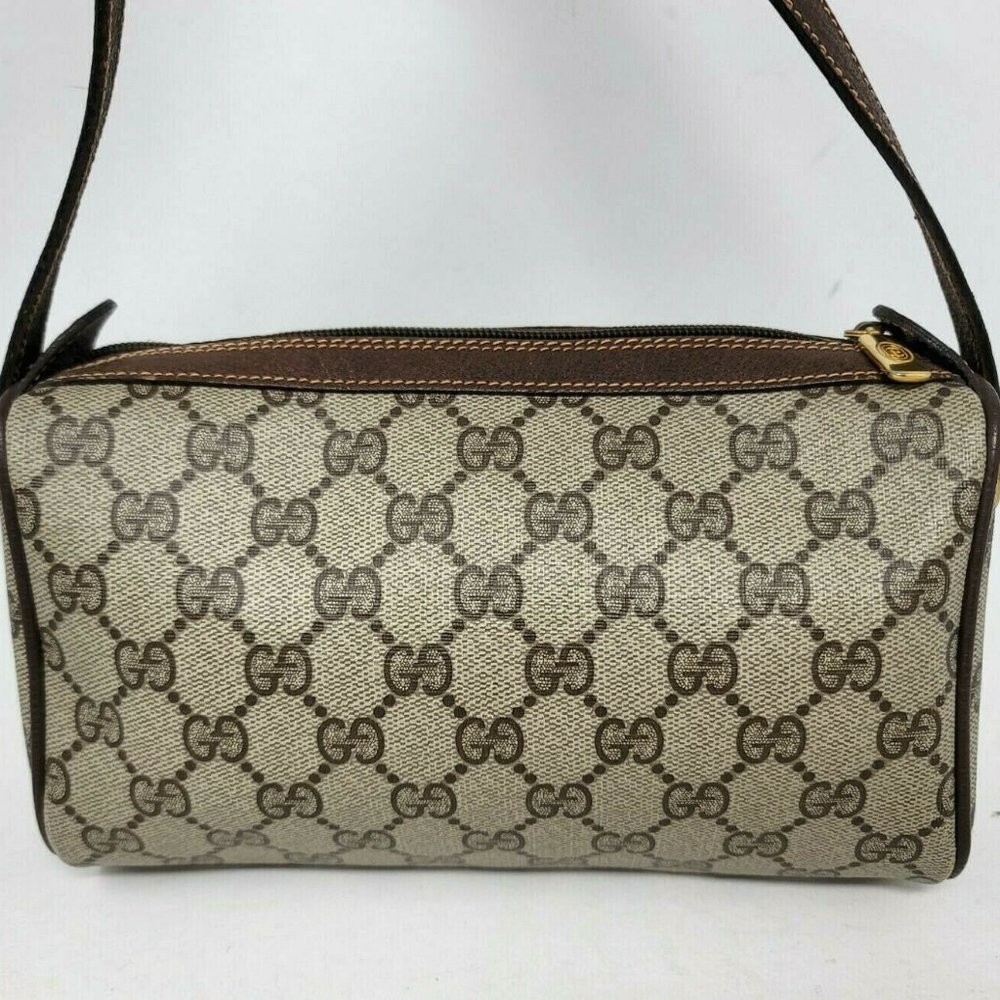 Gucci Ophidia Web Stripe Brown GG Supreme Canvas Leather Cross Body Hand Bag VTG - Picture 7 of 11